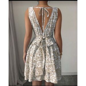 Bohemian Mocha Floral Tie Back Mini Dress XS S M L XL